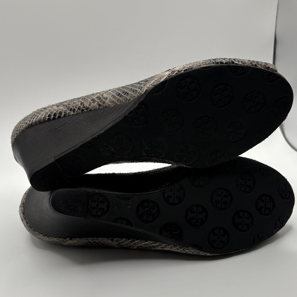 Tory Burch Chic Snakeskin Peep-Toe Heels - Picture 9 of 10